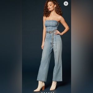 Forever 21 twill denim jumpsuit S